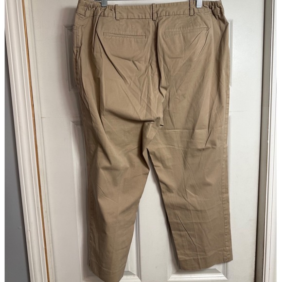Talbots The Perfect Crop Khaki Pants Women 16W Mid Rise Elastic Waist - Picture 3 of 10